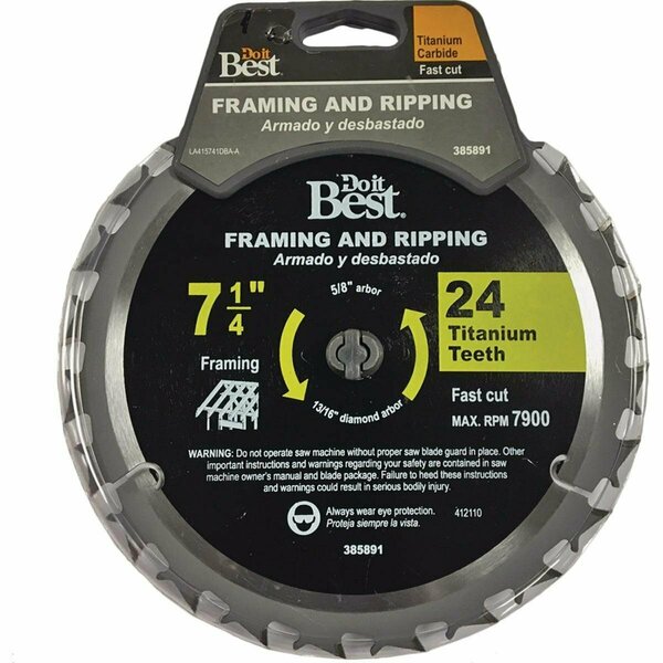 All-Source Professional 7-1/4 In. 24-Tooth Framing & Ripping Circular Saw Blade 415741DB
